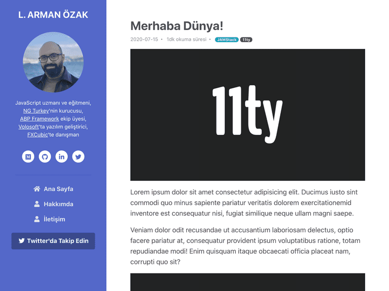 Eleventy filtreleriyle makale sayfasına okuma süresi ve kategori eklenmiş